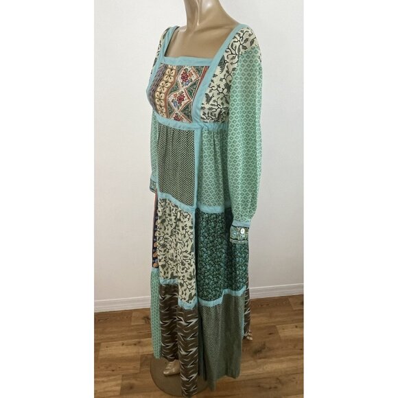 Glen of Michigan Polished Cotton Patchwork Print Dress Boho Hippie - Picture 4 of 14